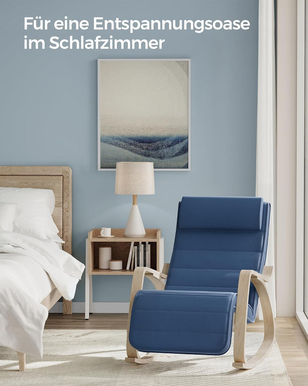 Rocking Chair with Adjustable Footrest - Midnight Blue - Karrari