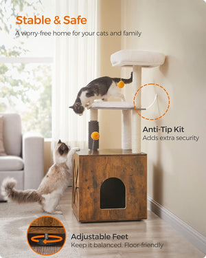 2-in-1 Cat Tree Tower with Litter Box Enclosure - Karrari