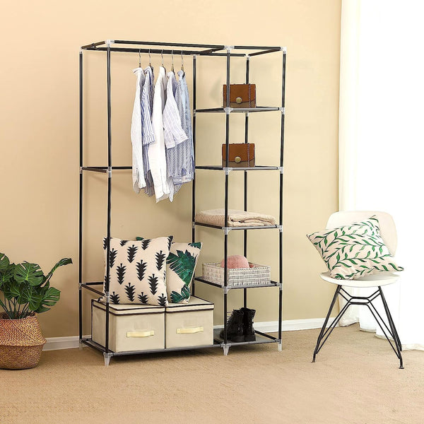 Portable Fabric Wardrobe - Hanging Rail & Shelves - Karrari