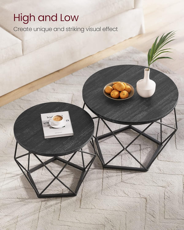 2-Piece Round Coffee Tables with Removable Tops - Karrari