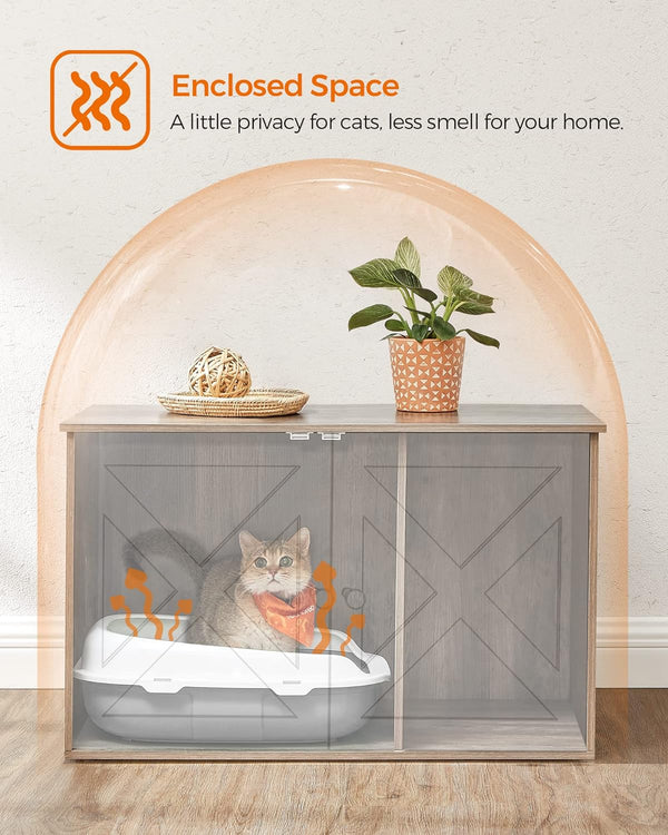 Cat Litter Box Enclosure Furniture with Removable Divider - Karrari