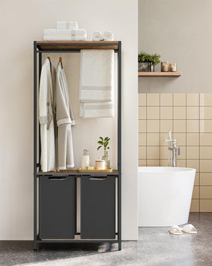 Laundry Basket - 2 Sections & Storage Shelves - Karrari