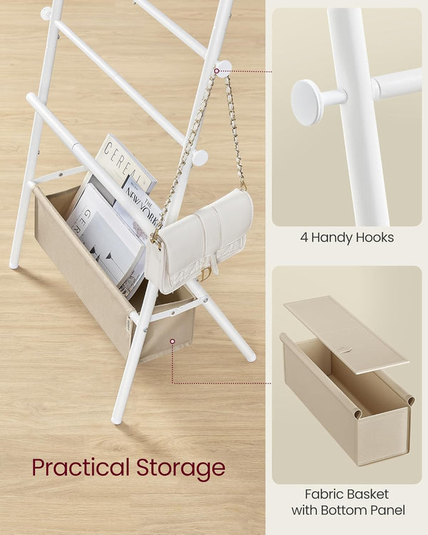 Foldable Towel Rack - Hooks & Basket - Karrari