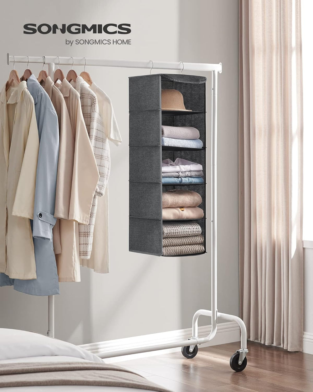 Hanging Wardrobe Storage Organiser - Foldable Shelves - Karrari