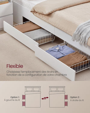Double Bed Frame with Drawers & LED - Karrari