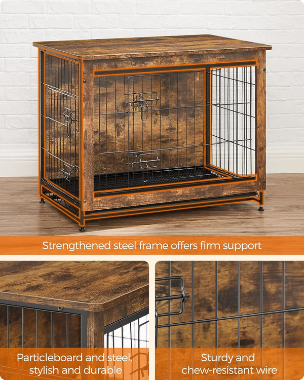 Modern Dog Crate Furniture - Double Doors & Tray - Karrari
