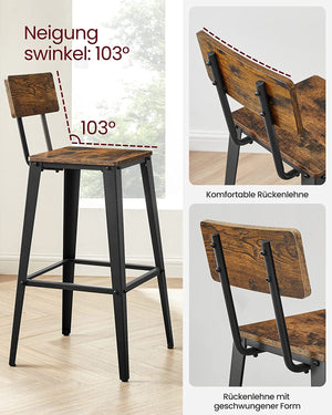 Set of 2 Bar Stools with Backrests - Karrari
