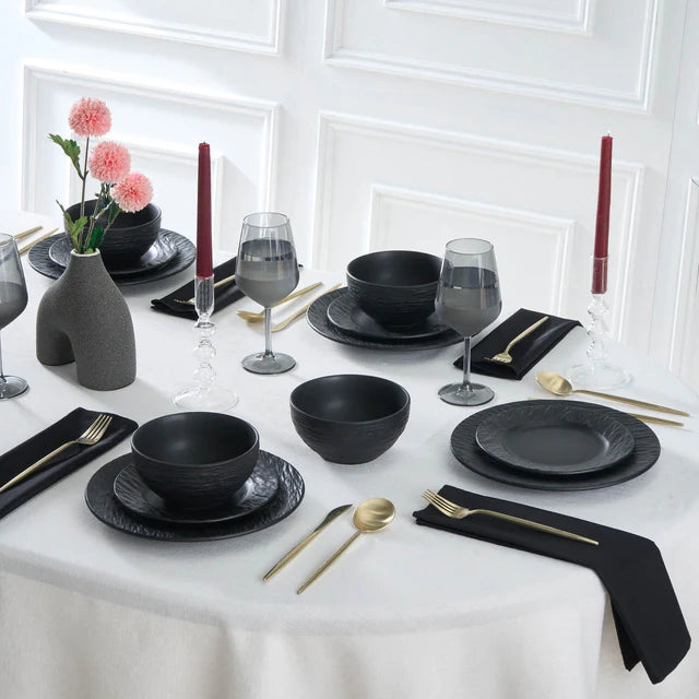 Karaca Solem Embossed Stoneware Dinner Set – 18 Piece - Karrari
