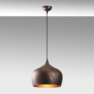 Rustic Copper Pendant Light – Teardrop Dome Hanging - Karrari
