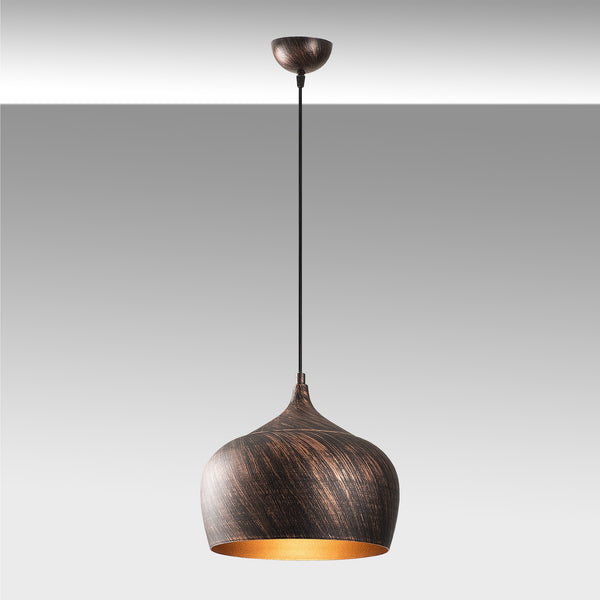 Rustic Copper Pendant Light – Teardrop Dome Hanging - Karrari