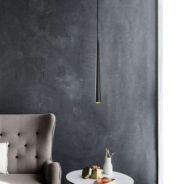 Slim Black Pendant Light - Minimalist LED Hanging Lamp - Karrari