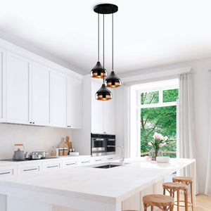 Modern Trio Pendant Light with Black & Copper Finish - Karrari