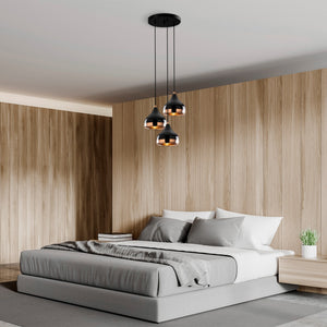 Modern Trio Pendant Light with Black & Copper Finish - Karrari