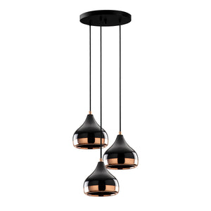 Modern Trio Pendant Light with Black & Copper Finish - Karrari