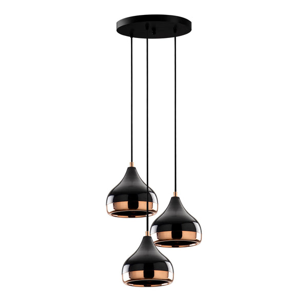 Modern Trio Pendant Light with Black & Copper Finish - Karrari