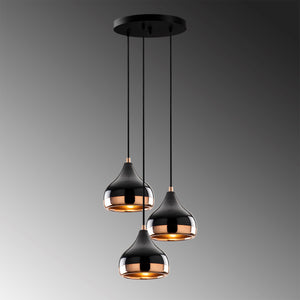 Modern Trio Pendant Light with Black & Copper Finish - Karrari