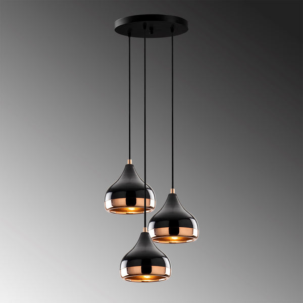 Modern Trio Pendant Light with Black & Copper Finish - Karrari
