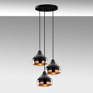 Modern Trio Pendant Light with Black & Copper Finish - Karrari