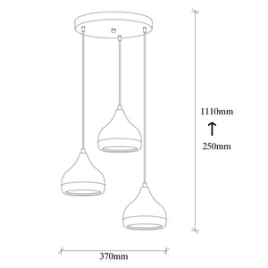 Modern Trio Pendant Light with Black & Copper Finish - Karrari