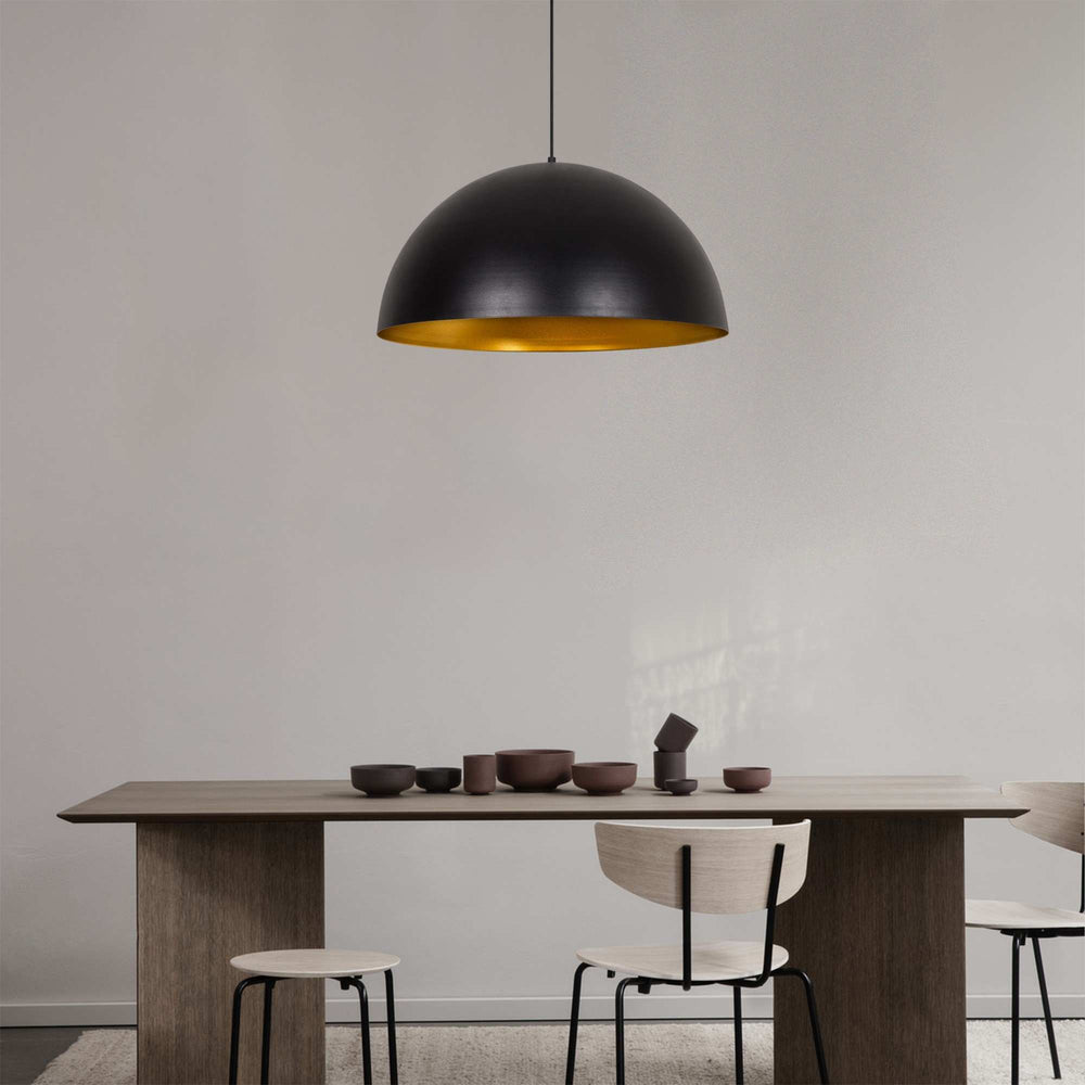 Matte Black Pendant Light with Gold Interior - Karrari