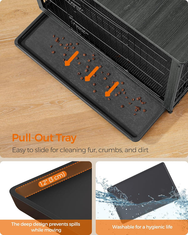 Indoor Dog Crate Furniture with 2 Doors & Tray - Karrari