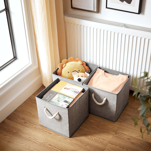 Set of 3 Fabric Storage Boxes with Handles (No Lid) - Karrari