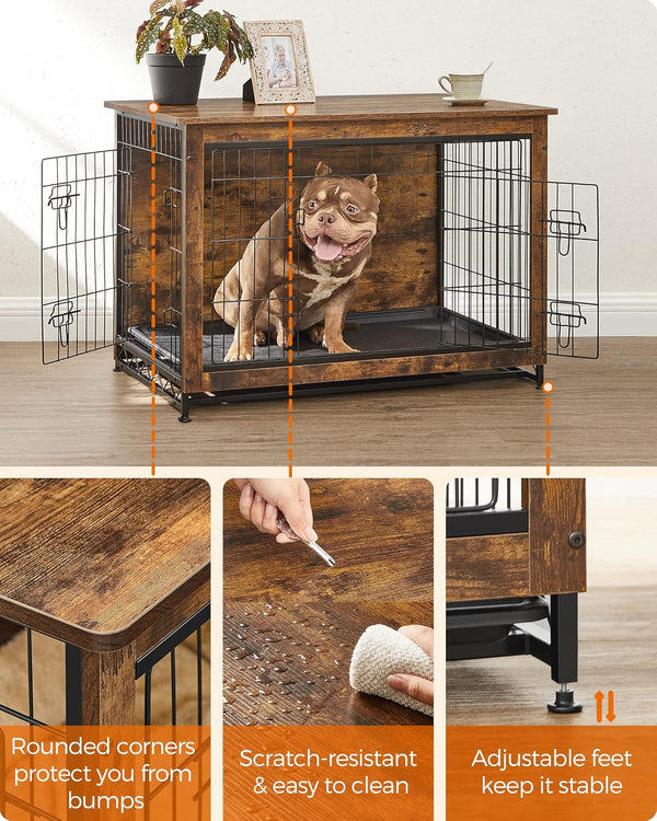 Dog Crate Furniture with Double Doors & Tray - Karrari