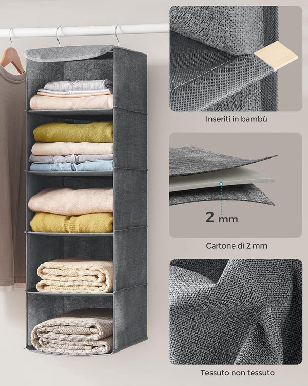 Hanging Wardrobe Storage Organiser - Foldable Shelves - Karrari