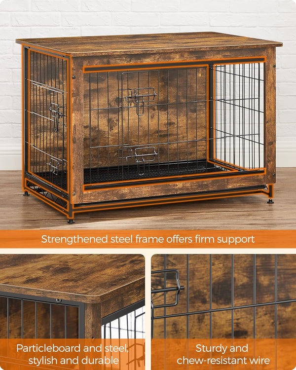 Dog Crate Furniture with Double Doors & Tray - Karrari