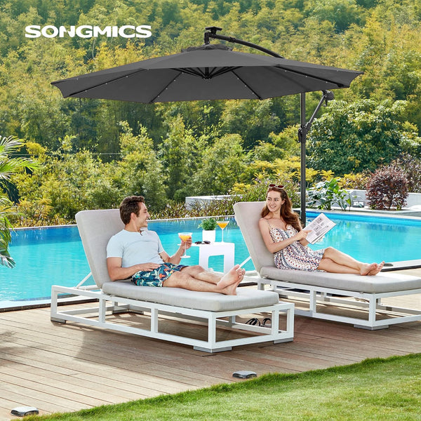 Garden Sunshade Parasol – 3m with LED & Base - Karrari