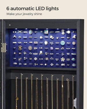 Lockable LED Mirror Jewellery Cabinet – Wall Mounted - Karrari