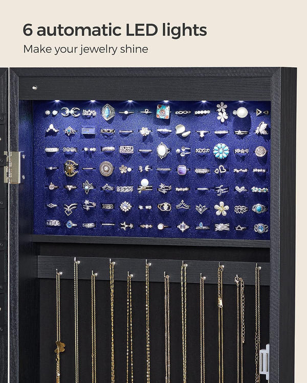 Lockable LED Mirror Jewellery Cabinet – Wall Mounted - Karrari