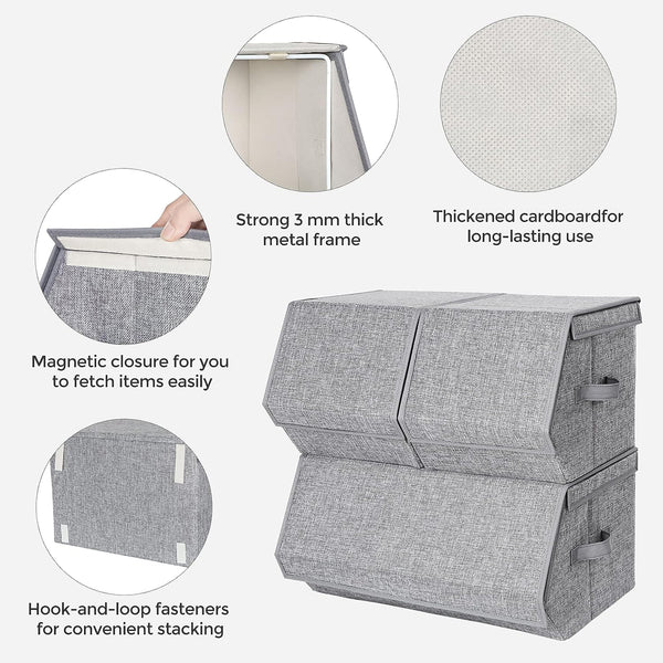 Set of 3 Stackable Storage Boxes with Lids - Karrari