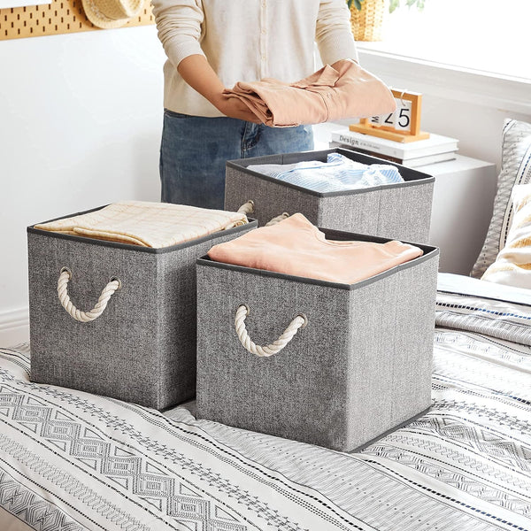 Set of 3 Fabric Storage Boxes with Handles (No Lid) - Karrari