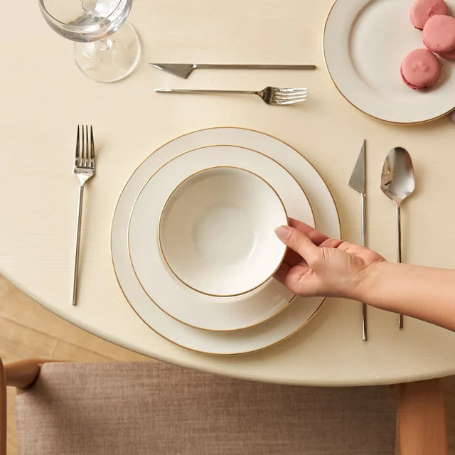 Karaca Rebeca Porcelain Dinner Set – 24 Piece, Gold - Karrari