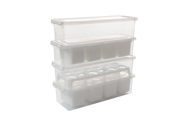 Stackable Fridge Organizer with Lids - Set of 4 - Karrari
