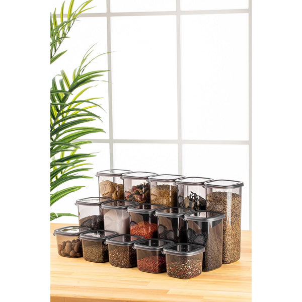 15-Piece Airtight Kitchen Storage Set - Smoke Grey - Karrari