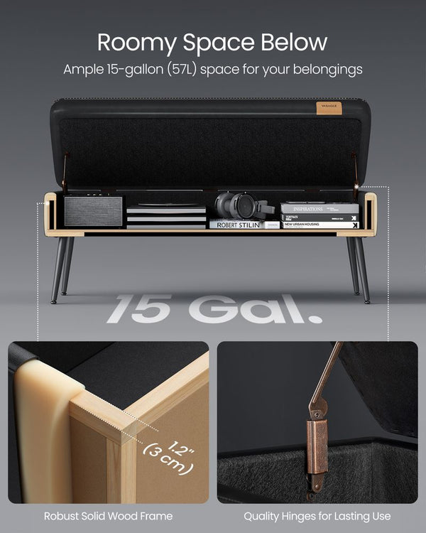 Mid-Century Modern Storage Ottoman Bench - Karrari