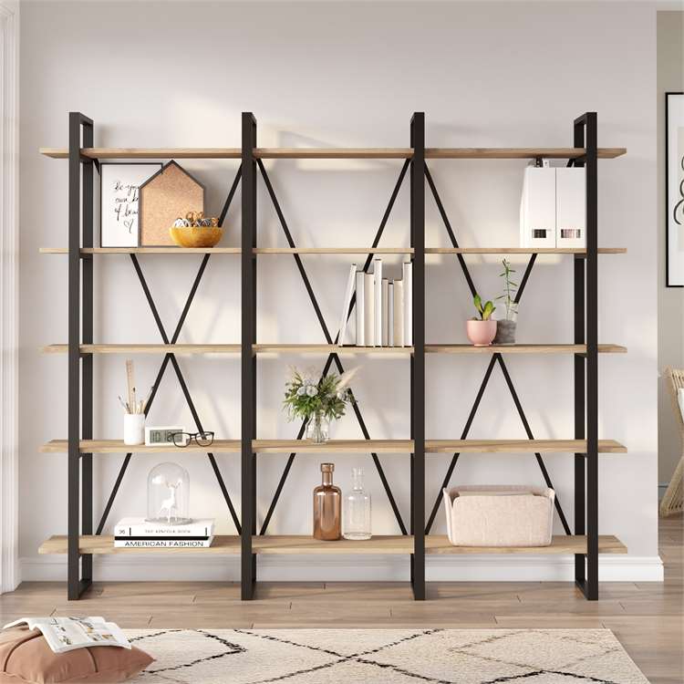 Large Industrial Bookshelf – Geometric Metal Frame - Karrari
