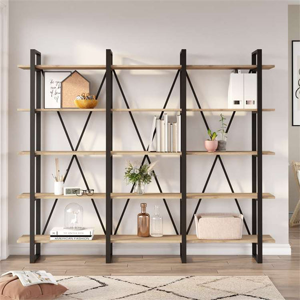 Large Industrial Bookshelf – Geometric Metal Frame - Karrari