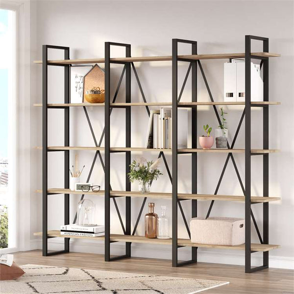 Large Industrial Bookshelf – Geometric Metal Frame - Karrari