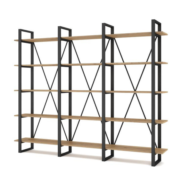 Large Industrial Bookshelf – Geometric Metal Frame - Karrari