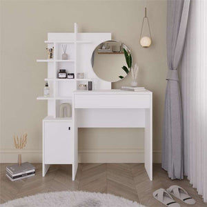 Vanity Dressing Table, White Wood - Karrari