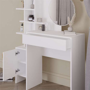 Vanity Dressing Table, White Wood - Karrari