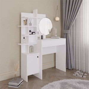 Vanity Dressing Table, White Wood - Karrari