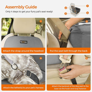 Dog Car Seat & Booster Bed (Removable, Small–Medium Dogs & Cats) - Karrari