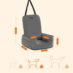 Dog Car Seat & Booster Bed (Removable, Small–Medium Dogs & Cats) - Karrari