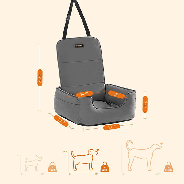 Dog Car Seat & Booster Bed (Removable, Small–Medium Dogs & Cats) - Karrari