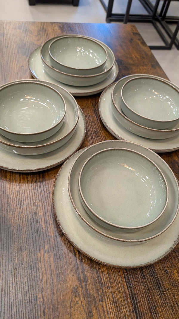 Sage Green Stoneware Dinnerware Set – 12 Piece - Karrari