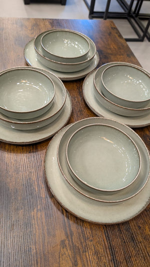 Sage Green Stoneware Dinnerware Set – 12 Piece - Karrari